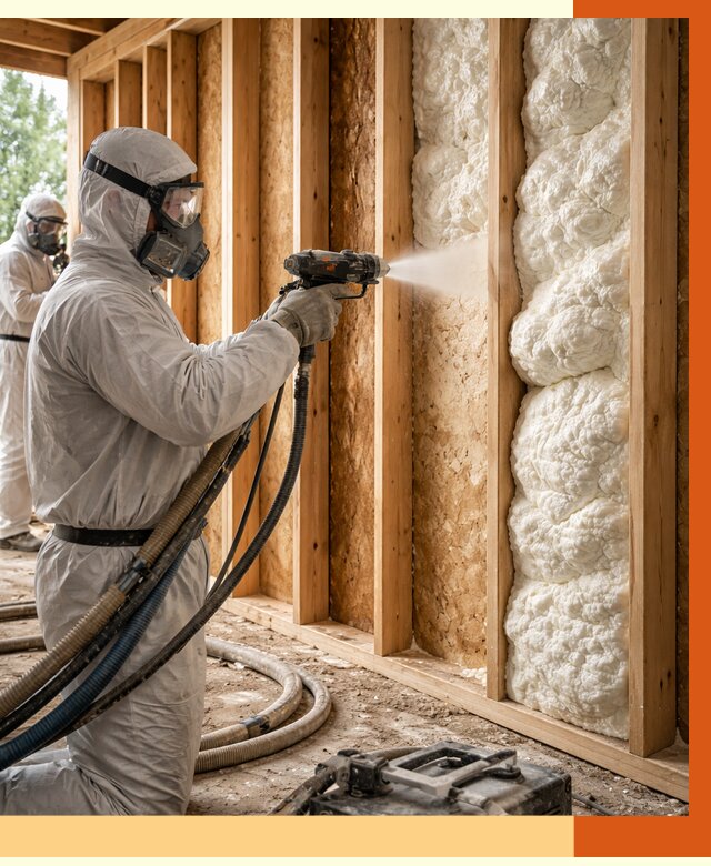 Утепление каркасного дома ППУ в Выборге от 2862 руб./м2 — работа под ключ | ТепломастерВбр