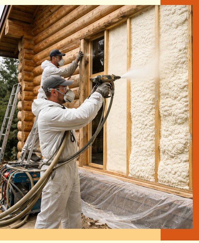 Утепление деревянного дома ППУ в Выборге от 4293 руб/м2 | ТепломастерВбр — под ключ