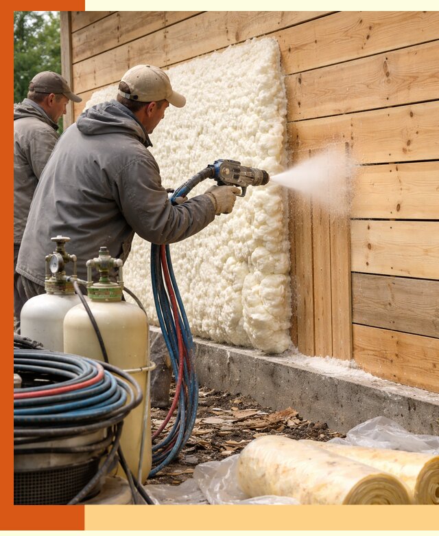 Утепление деревянного дома пенополиуретаном в Выборге