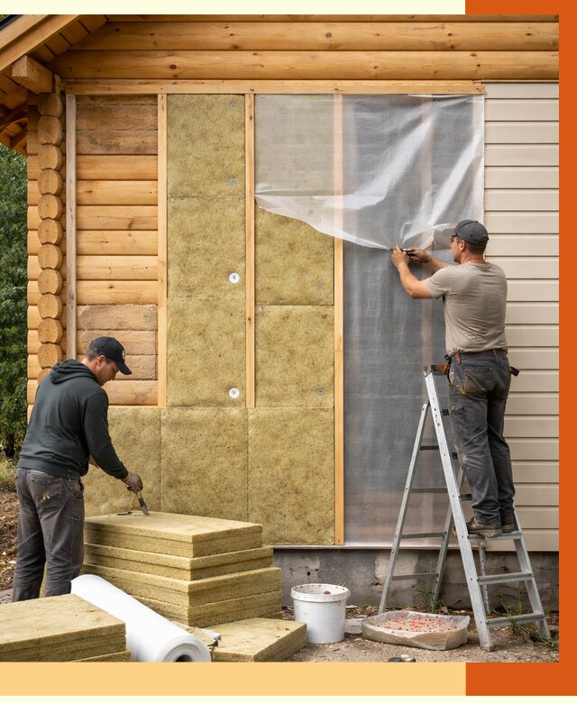 Утепление дома из бруса в Выборге от 3833 руб./м2 — работы под ключ | ТепломастерВбр