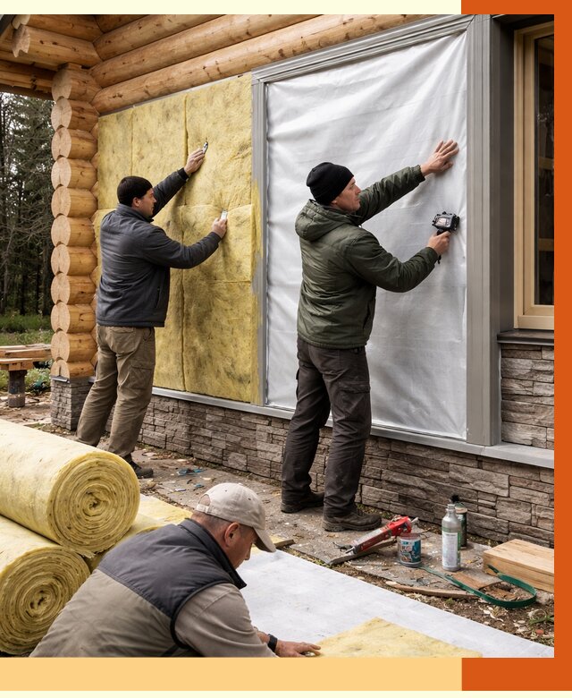 Утепление бревенчатого дома в Выборге от 7819 руб/м2 — заказать под ключ | ТепломастерВбр