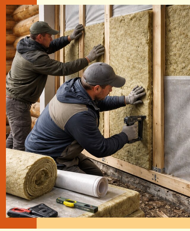 Утепление бревенчатого дома под ключ в Выборге