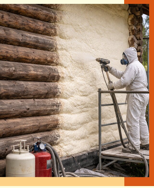 Утепление бревенчатого дома ППУ в Выборге под ключ от 6388 руб. | ТепломастерВбр