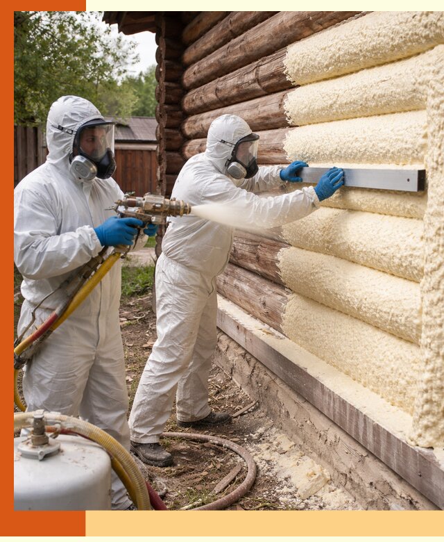 Утепление бревенчатого дома ППУ в Выборге эффективной изоляцией