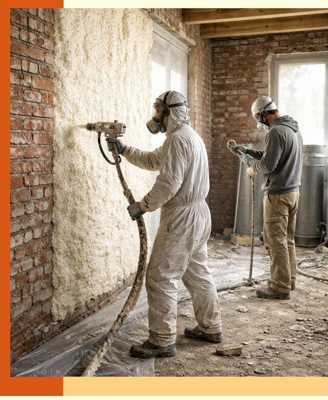 Утепление кирпичного дома пенополиуретаном в Выборге