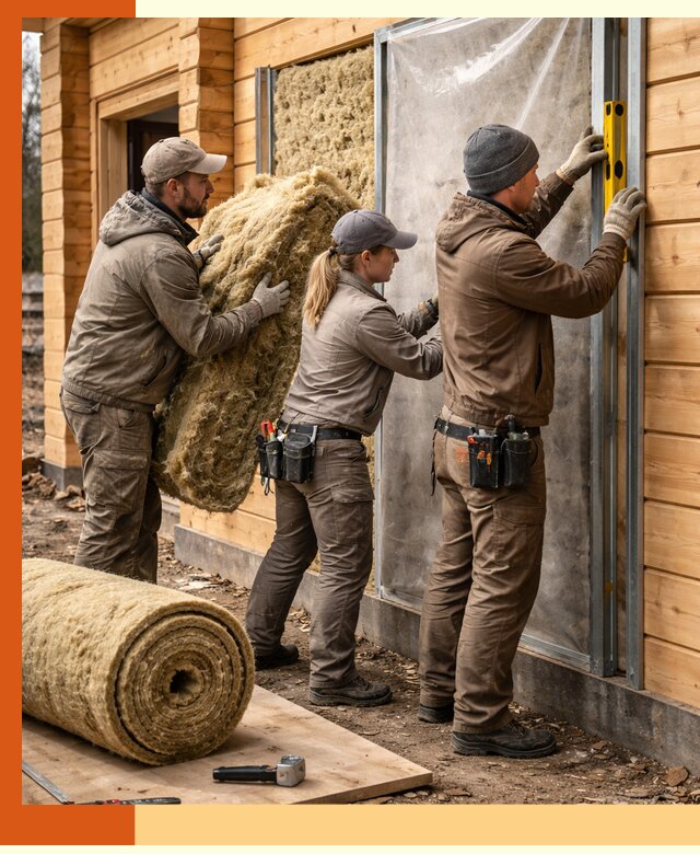 Утепление дома из двойного бруса в Выборге качественно и надёжно