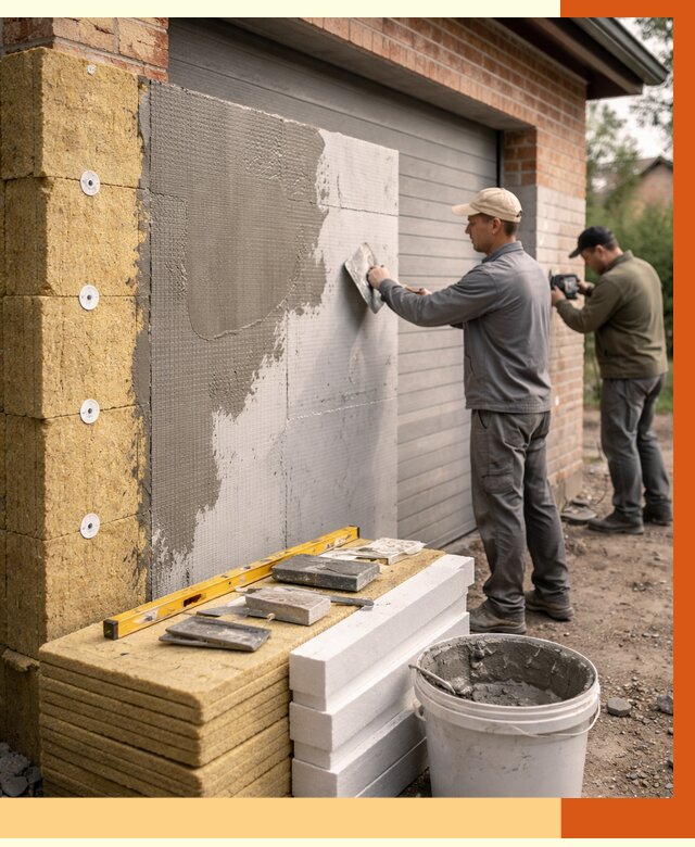 Утепление гаража снаружи в Выборге от 4293 руб. за м2 — наружное утепление под ключ | ТепломастерВбр