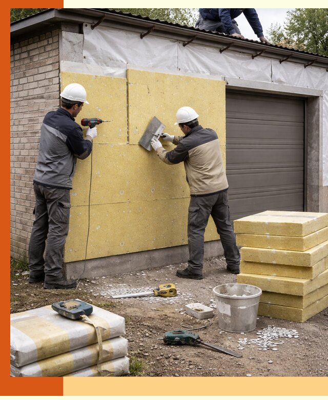 Утепление гаража снаружи в Выборге качественно и надёжно