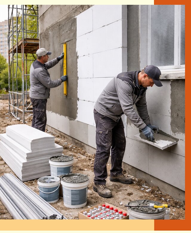 Утепление фасада и стен снаружи в Выборге от 4293 руб. | ТепломастерВбр