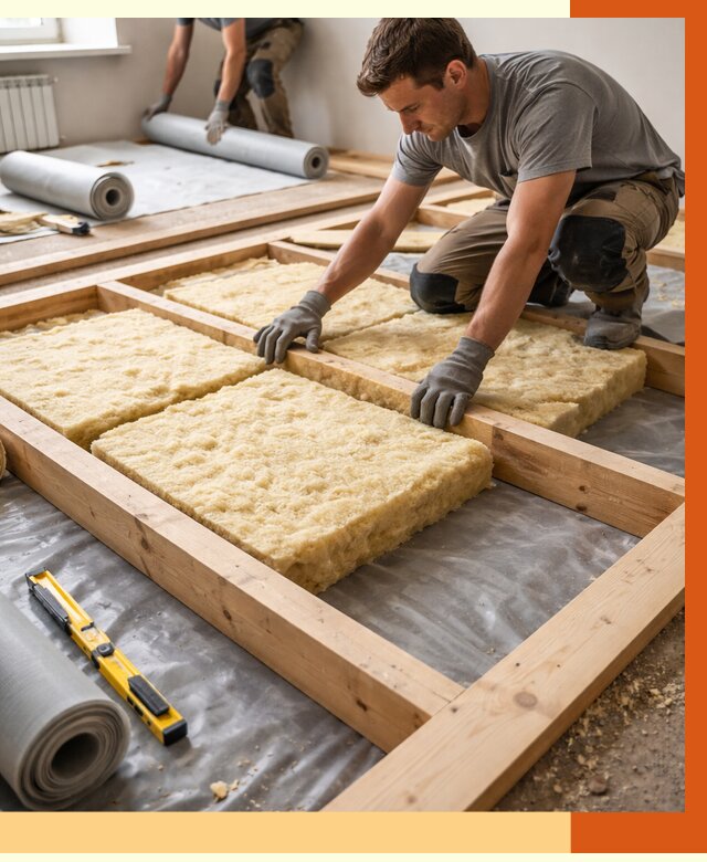 Утепление деревянного пола в Выборге от 1533 руб./м2 под ключ | ТепломастерВбр