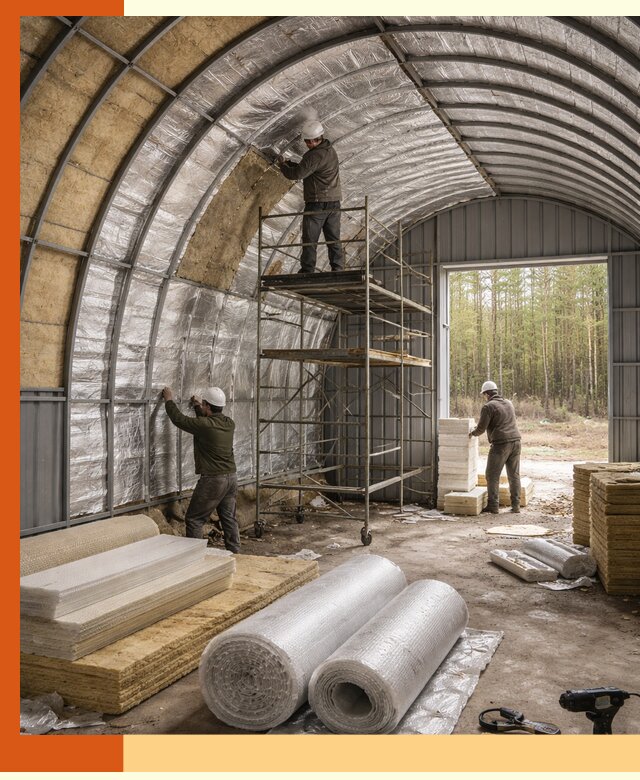 Утепление арочного ангара под ключ в Выборге