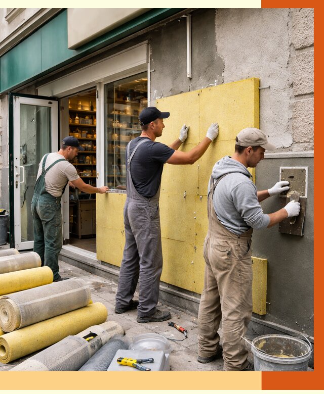 Утепление магазина в Выборге от 4599 руб/м2 — цена, стены и снаружи | ТепломастерВбр