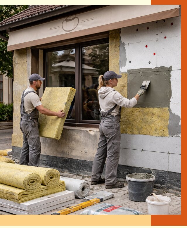 Утепление кафе в Выборге от 4293 руб/м2 — комплексно под ключ | ТепломастерВбр