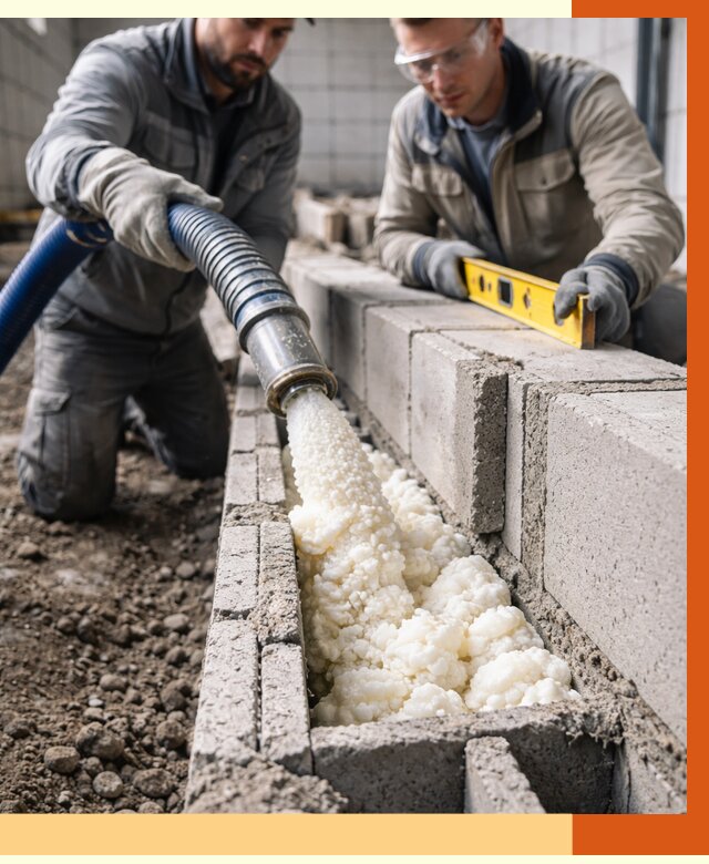 Заполнение колодцевой кладки ППУ в Выборге от 4293 руб. за м2 | ТепломастерВбр