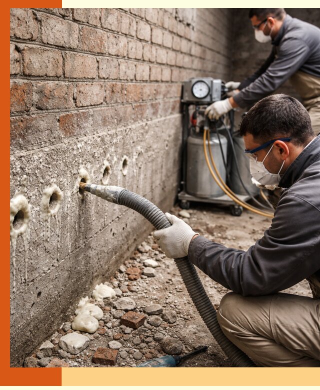 Заполнение колодцевой кладки ППУ в Выборге быстро и герметично