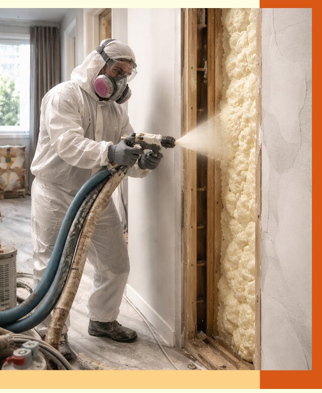 Межстеновое утепление ППУ в Выборге от 2811 руб/м2 — межстенное утепление под ключ | ТепломастерВбр