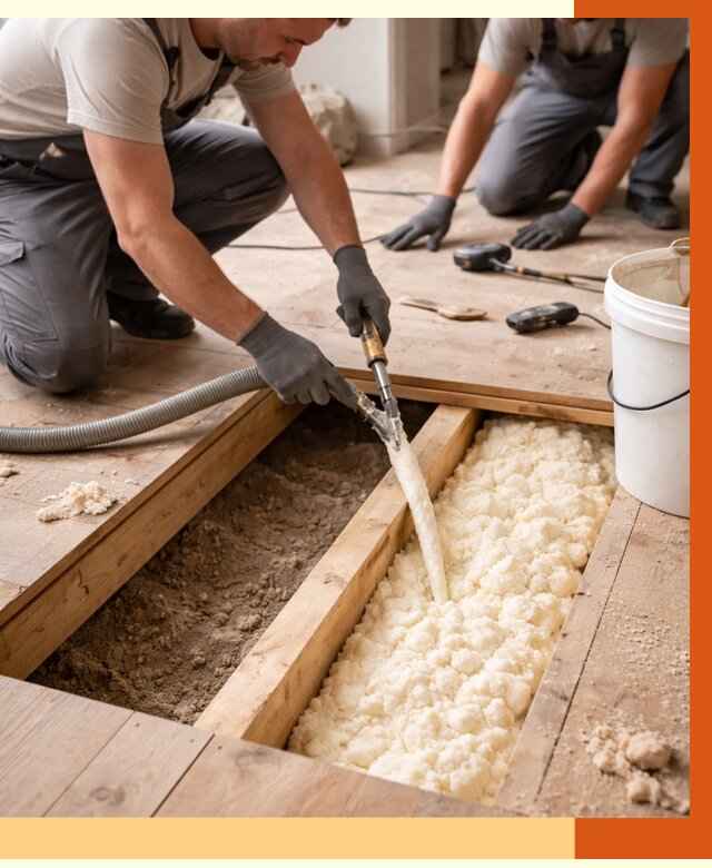 Заполнение пустот пола в Выборге от 2760 руб. — утепление пустот пола под ключ | ТепломастерВбр