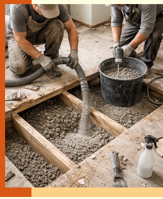 Заполнение пустот пола в Выборге полиуретаном и пенополистиролом