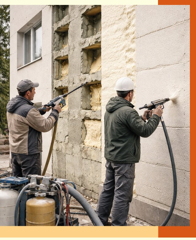 Заполнение пустот фасада в Выборге от 4599 руб. — утепление пустот облицовки | ТепломастерВбр