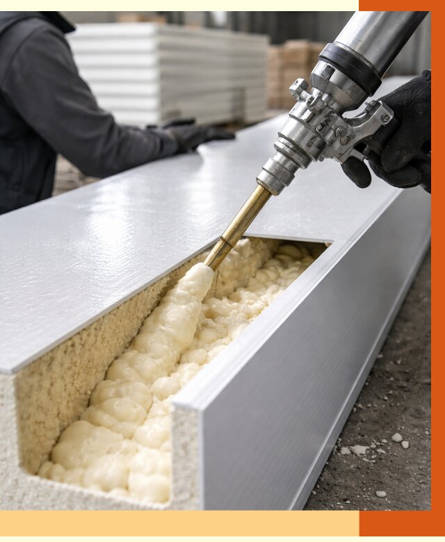 Заполнение пустот холодильных панелей в Выборге от 7666 руб. | ТепломастерВбр