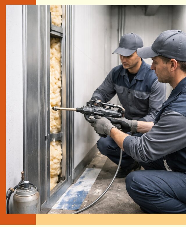 Заполнение пустот холодильных панелей в Выборге специализированной пеной