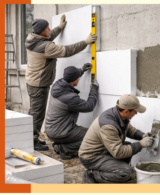 Утепление пенопластом наружных стен и фасадов в Выборге