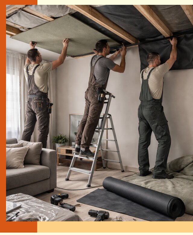 Шумоизоляция потолка в Выборге — профессиональное устранение шумов