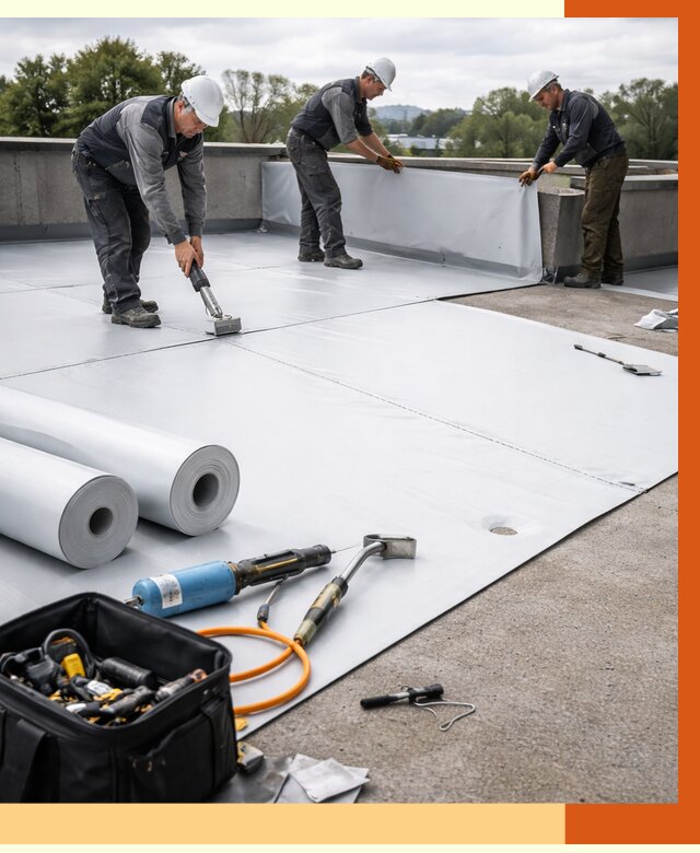 Гидроизоляция мембранной кровли в Выборге от 7666 руб./м² — профессионально | ТепломастерВбр