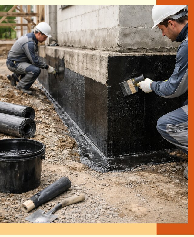 Гидроизоляция фундамента в Выборге от 1278 руб. — профессионально, под ключ | ТепломастерВбр