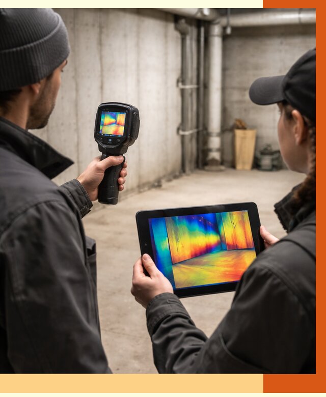 Тепловизионное обследование подвала в Выборге от 4599 руб. — проверка гидроизоляции | ТепломастерВбр