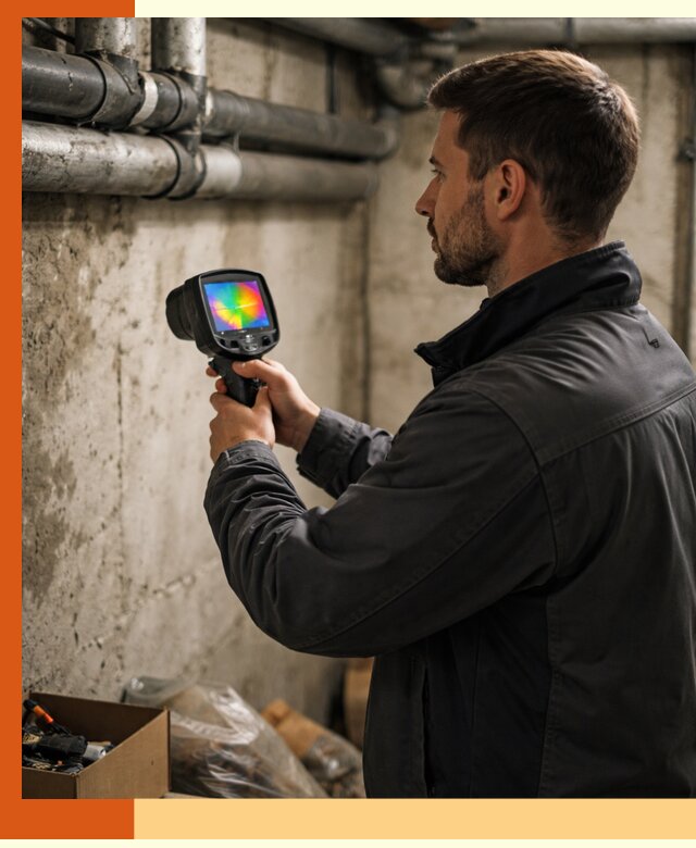Тепловизионное обследование подвала в Выборге для поиска утечек тепла