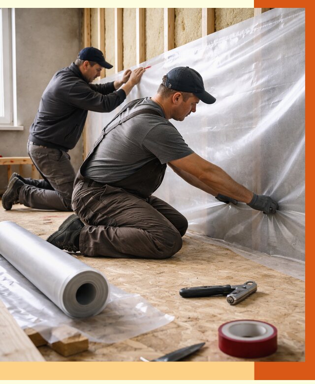 Монтаж пароизоляции в Выборге от 2555 руб. — установка и укладка под ключ | ТепломастерВбр